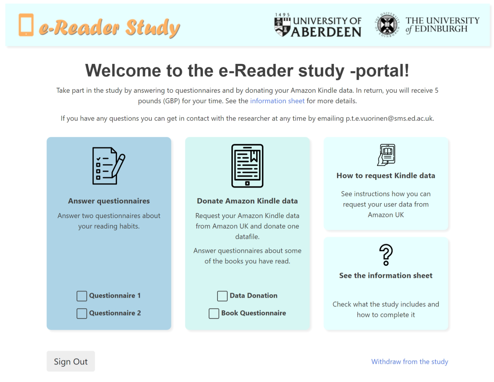 A screenshot of a data donation portal used in the study